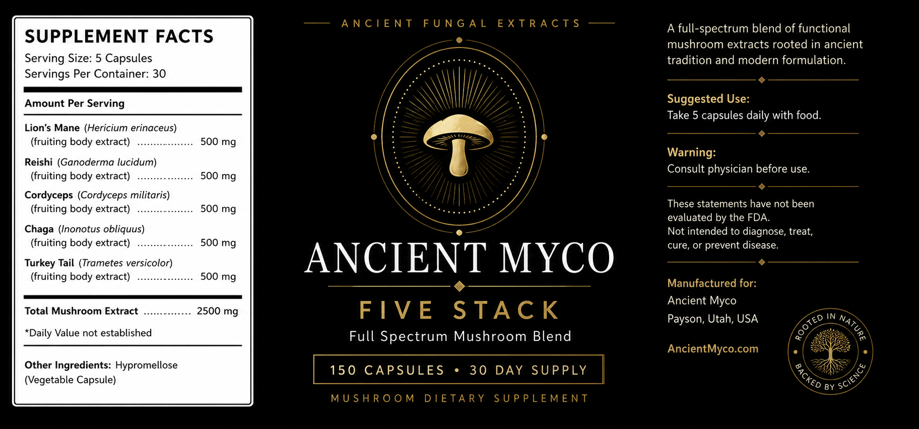 Five Stack supplement label